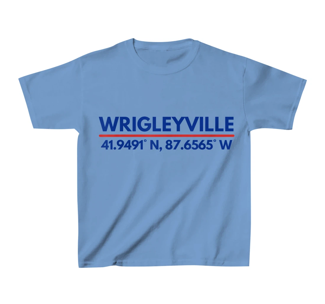 Womens Wrigleyville Chicago IL Fans Latitude and Longitude T-Shirt, Kid T-Shirt and Women T-Shirt