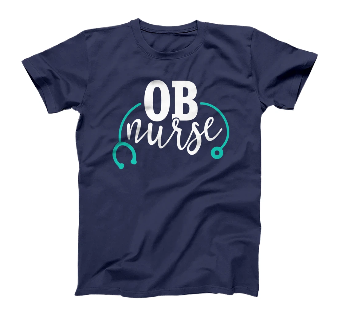 Cute OB Nurse - Teal Stethoscope - Newborn Obstetrics RN T-Shirt, Women T-Shirt
