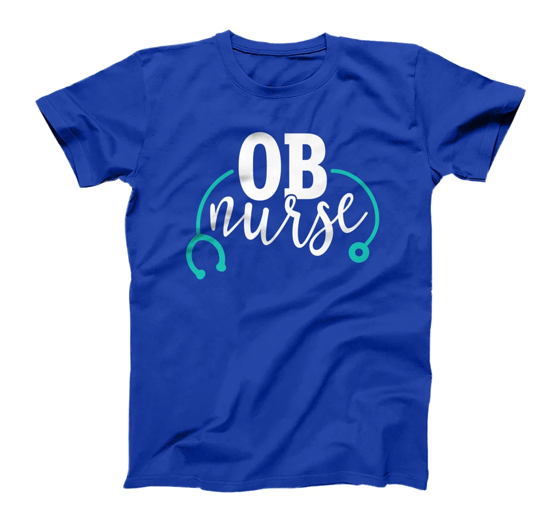 Cute OB Nurse - Teal Stethoscope - Newborn Obstetrics RN T-Shirt, Women T-Shirt