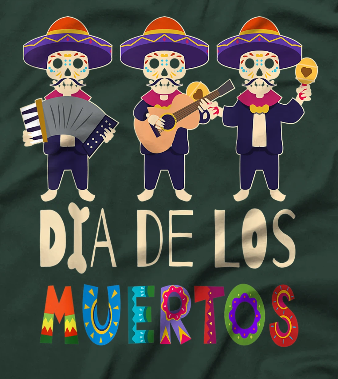 Guitar Sugar Skull Day Of Death Dia De Los Muertos 2021 T-Shirt, Kid T-Shirt and Women T-Shirt