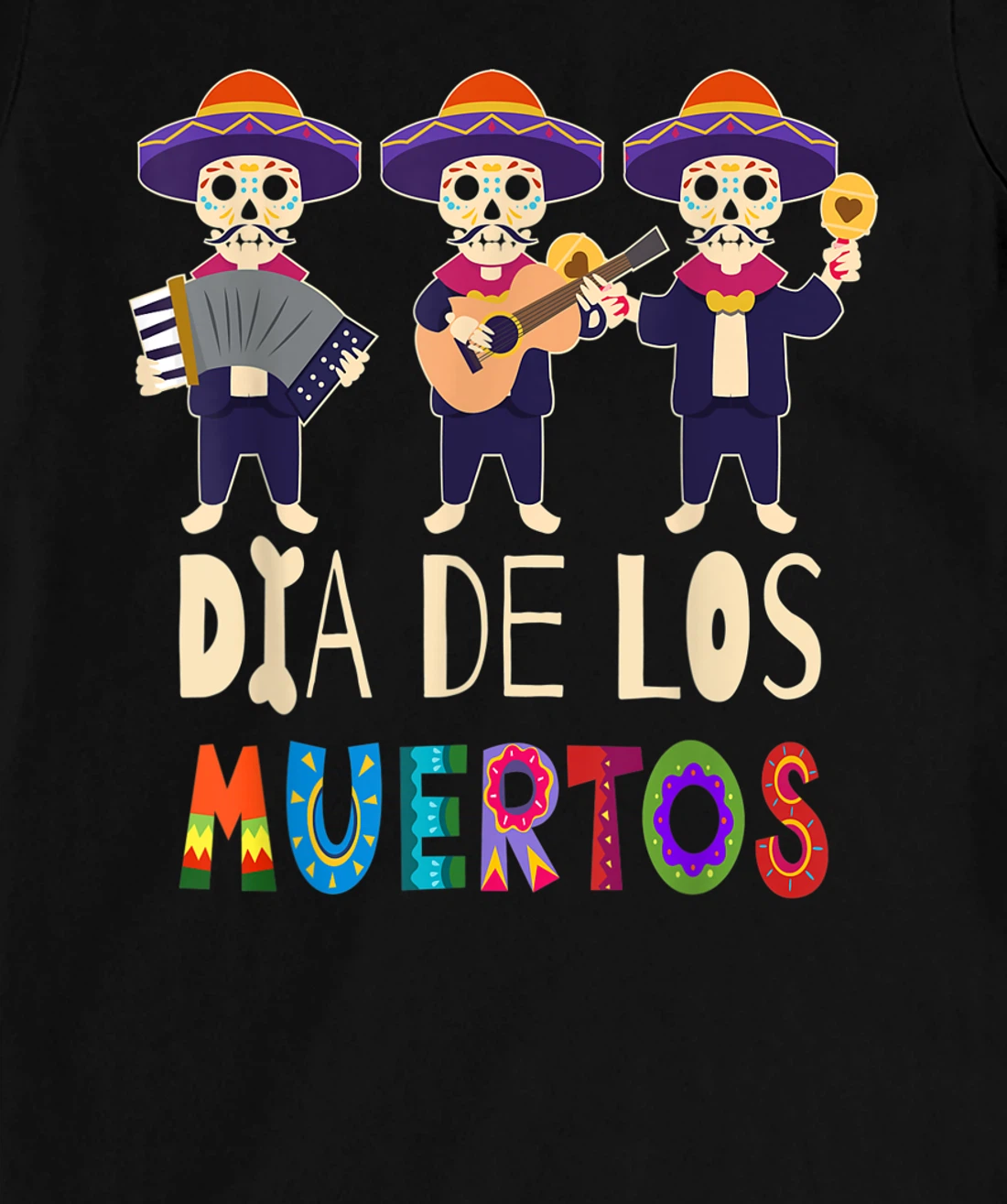Guitar Sugar Skull Day Of Death Dia De Los Muertos 2021 T-Shirt, Kid T-Shirt and Women T-Shirt