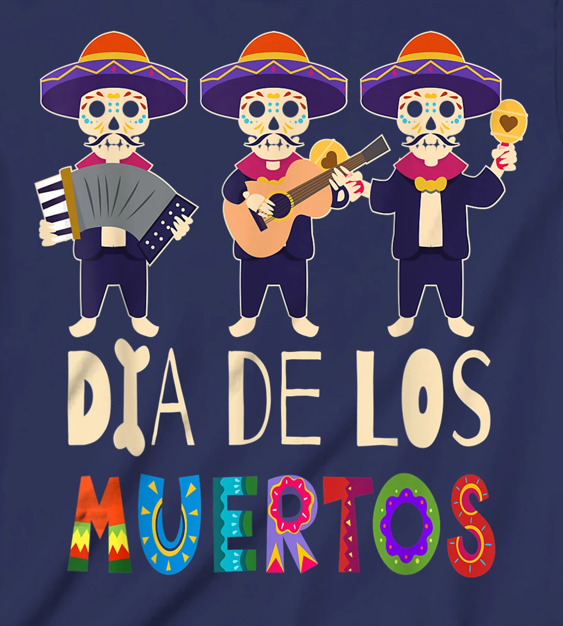 Guitar Sugar Skull Day Of Death Dia De Los Muertos 2021 T-Shirt, Kid T-Shirt and Women T-Shirt