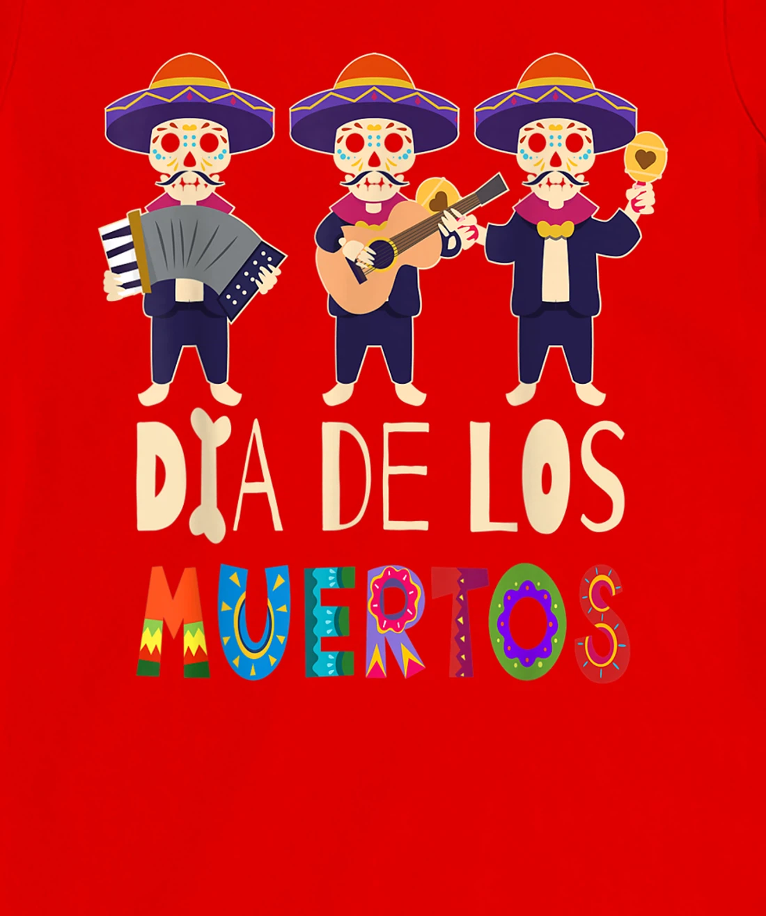 Guitar Sugar Skull Day Of Death Dia De Los Muertos 2021 T-Shirt, Kid T-Shirt and Women T-Shirt
