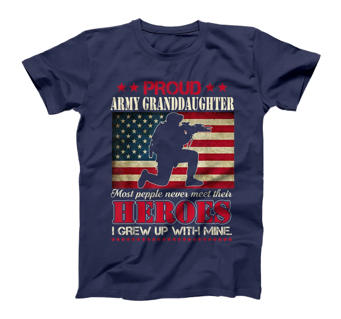 Proud Army Granddaughter I Raised My Heroes US Flag Tee Army T-Shirt, Women T-Shirt