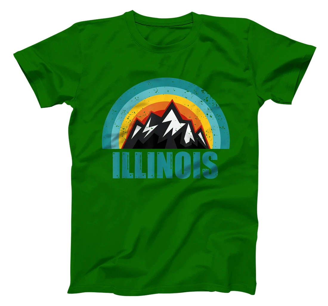 Womens Illinois Retro Sunset Gifts American States T-Shirt, Kid T-Shirt and Women T-Shirt