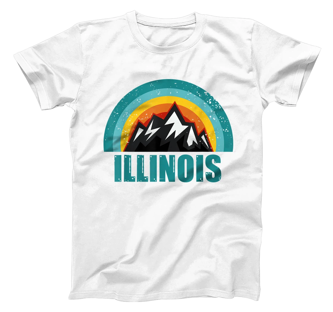 Womens Illinois Retro Sunset Gifts American States T-Shirt, Kid T-Shirt and Women T-Shirt