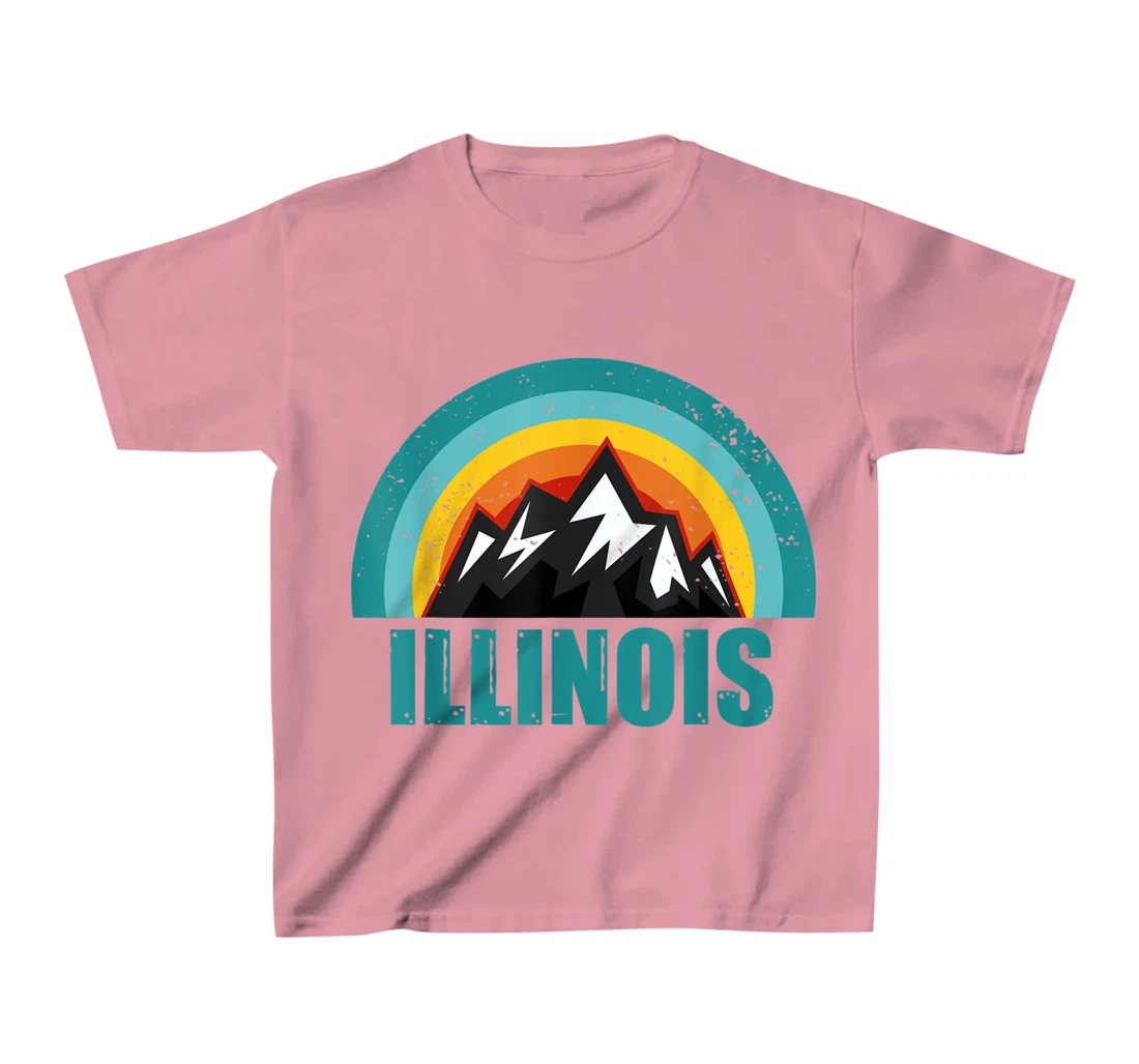 Womens Illinois Retro Sunset Gifts American States T-Shirt, Kid T-Shirt and Women T-Shirt