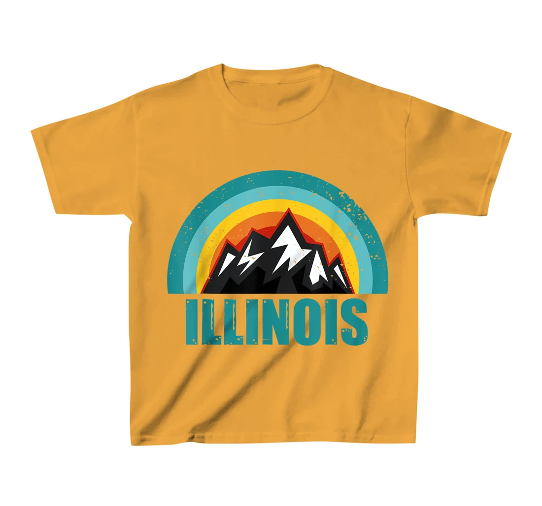 Womens Illinois Retro Sunset Gifts American States T-Shirt, Kid T-Shirt and Women T-Shirt