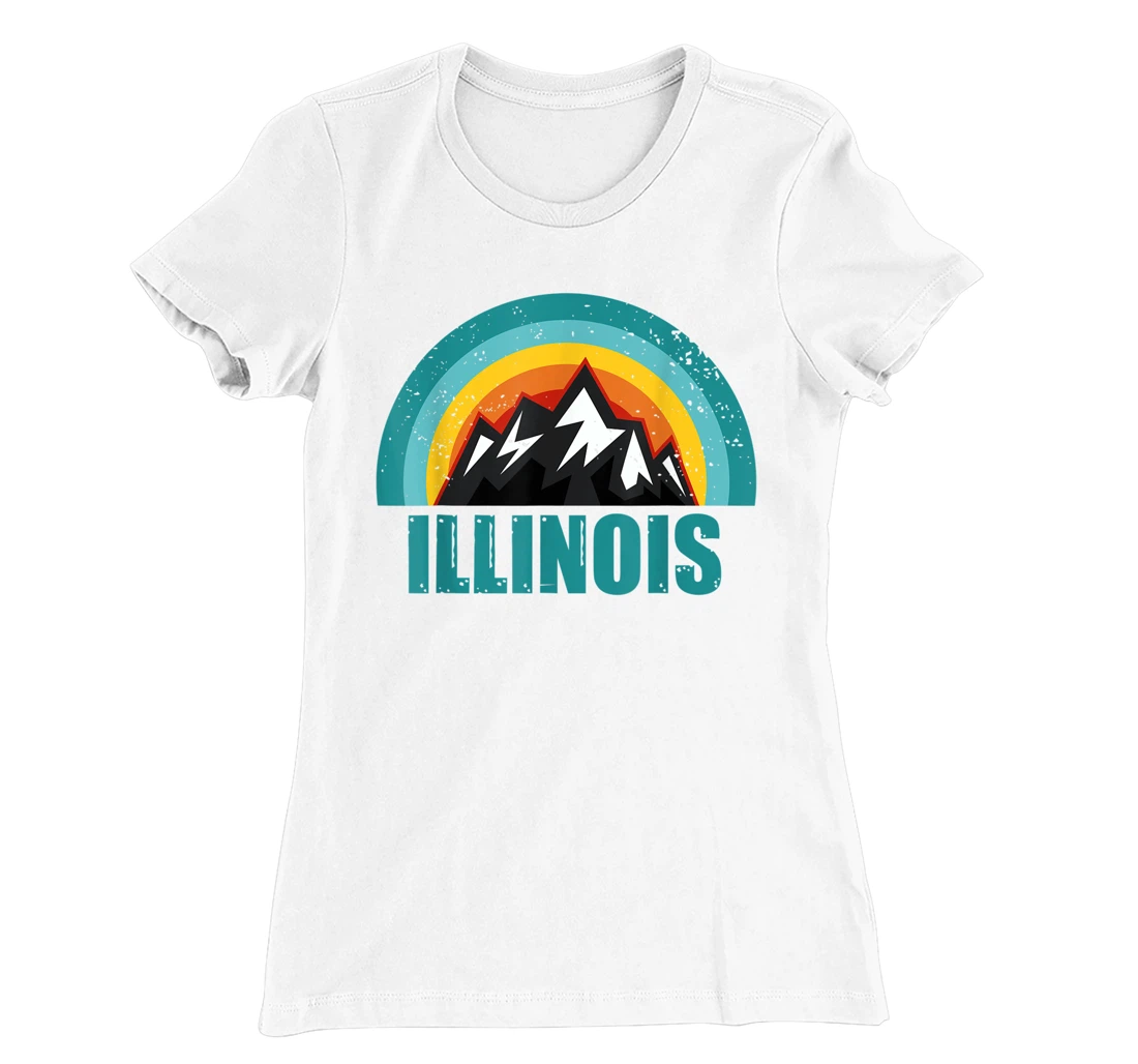 Womens Illinois Retro Sunset Gifts American States T-Shirt, Kid T-Shirt and Women T-Shirt