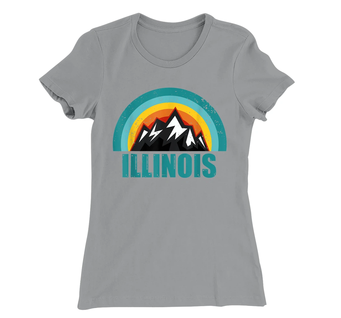 Womens Illinois Retro Sunset Gifts American States T-Shirt, Kid T-Shirt and Women T-Shirt