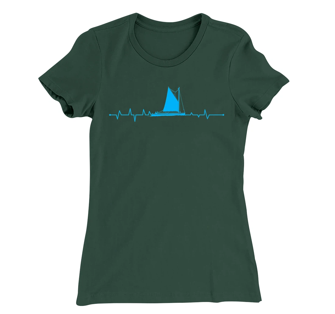 Sailboat Heartbeat For Sailor Fishermen Boat Lover T-Shirt, Women T-Shirt