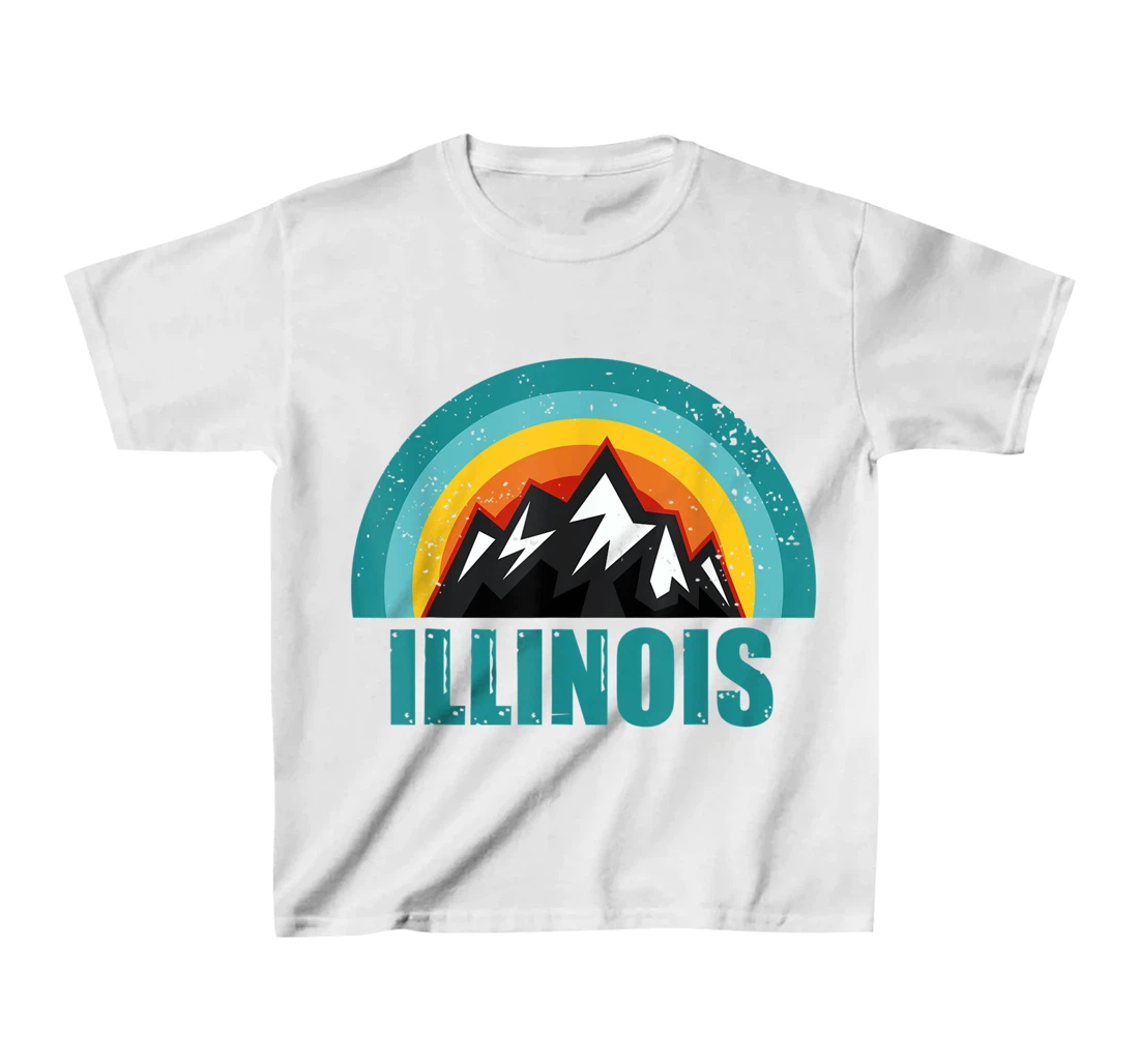Womens Illinois Retro Sunset Gifts American States T-Shirt, Kid T-Shirt and Women T-Shirt