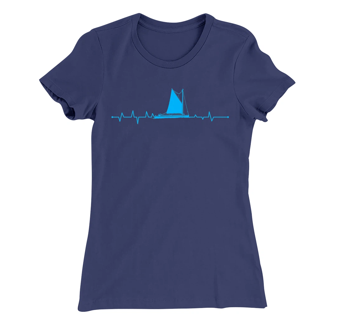 Sailboat Heartbeat For Sailor Fishermen Boat Lover T-Shirt, Women T-Shirt