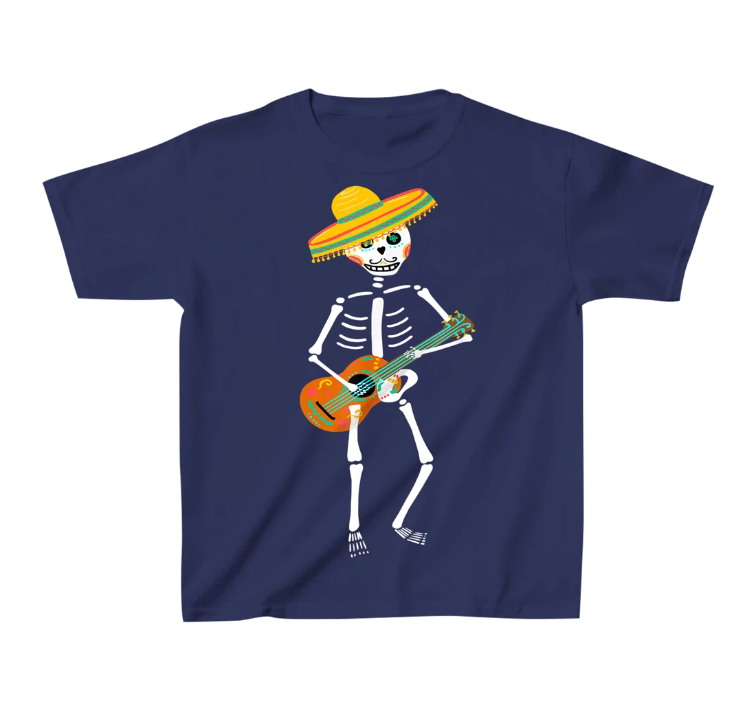 Guitar Sugar Skull Day Of Death Dia De Los Muertos 2021 T-Shirt, Kid T-Shirt and Women T-Shirt