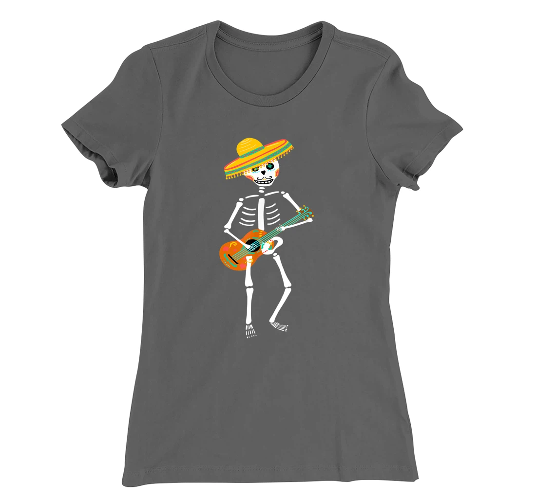 Guitar Sugar Skull Day Of Death Dia De Los Muertos 2021 T-Shirt, Kid T-Shirt and Women T-Shirt
