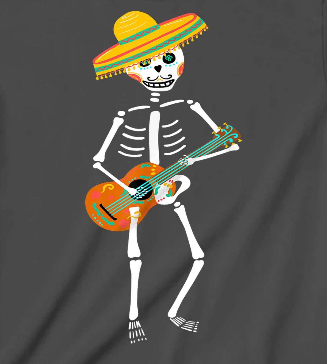 Guitar Sugar Skull Day Of Death Dia De Los Muertos 2021 T-Shirt, Kid T-Shirt and Women T-Shirt