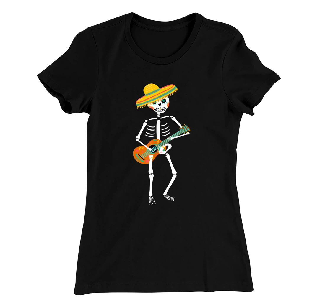 Guitar Sugar Skull Day Of Death Dia De Los Muertos 2021 T-Shirt, Kid T-Shirt and Women T-Shirt