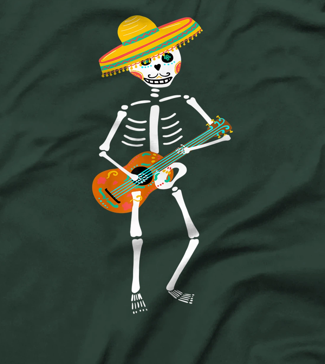 Guitar Sugar Skull Day Of Death Dia De Los Muertos 2021 T-Shirt, Kid T-Shirt and Women T-Shirt