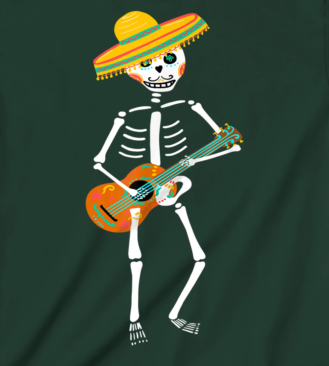 Guitar Sugar Skull Day Of Death Dia De Los Muertos 2021 T-Shirt, Kid T-Shirt and Women T-Shirt