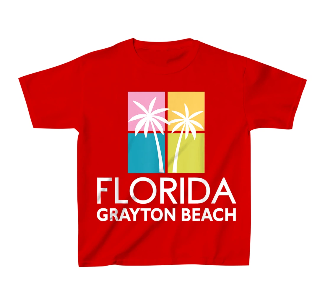 Grayton Beach Palm Tree Art Deco Light Coloured Grayton T-Shirt, Kid T-Shirt and Women T-Shirt