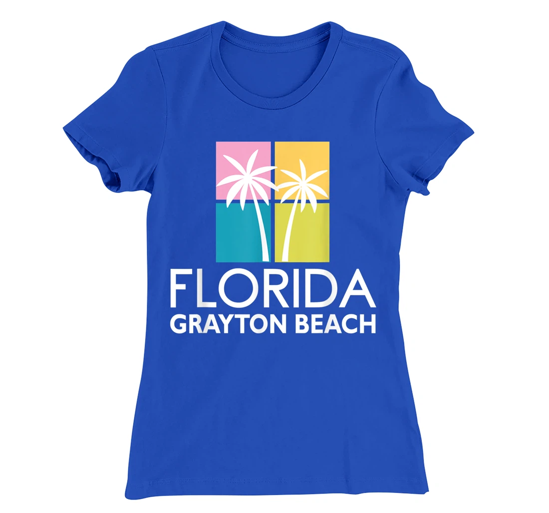 Grayton Beach Palm Tree Art Deco Light Coloured Grayton T-Shirt, Kid T-Shirt and Women T-Shirt