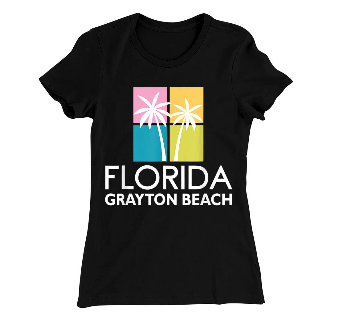 Grayton Beach Palm Tree Art Deco Light Coloured Grayton T-Shirt, Kid T-Shirt and Women T-Shirt