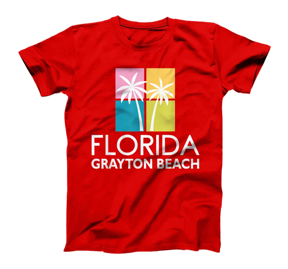 Grayton Beach Palm Tree Art Deco Light Coloured Grayton T-Shirt, Kid T-Shirt and Women T-Shirt