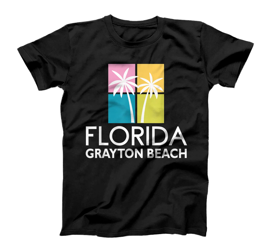 Grayton Beach Palm Tree Art Deco Light Coloured Grayton T-Shirt, Kid T-Shirt and Women T-Shirt