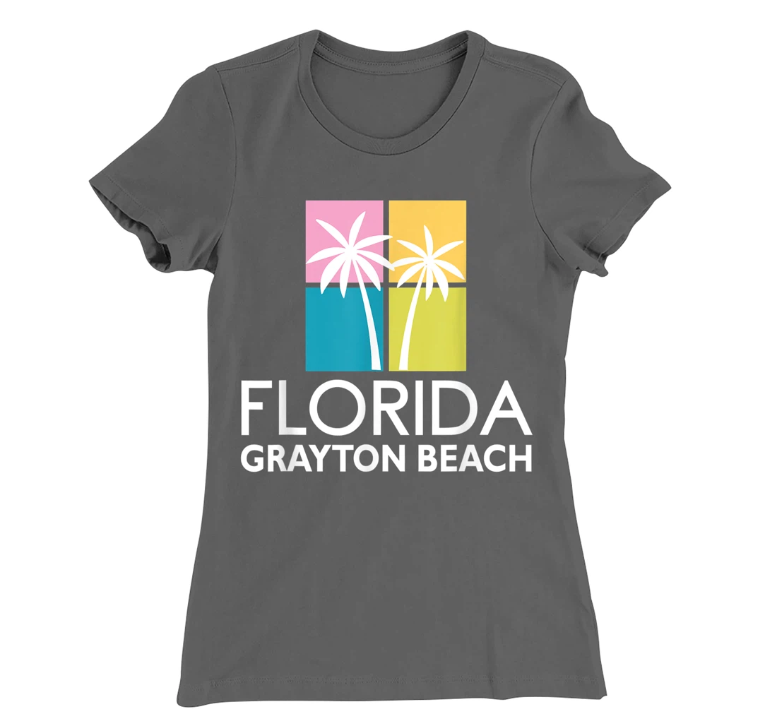 Grayton Beach Palm Tree Art Deco Light Coloured Grayton T-Shirt, Kid T-Shirt and Women T-Shirt