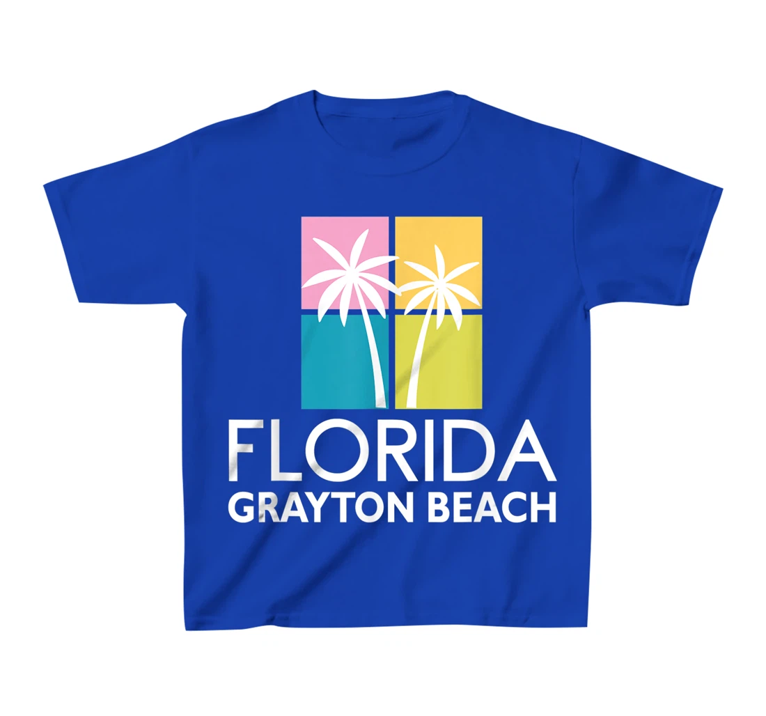 Grayton Beach Palm Tree Art Deco Light Coloured Grayton T-Shirt, Kid T-Shirt and Women T-Shirt