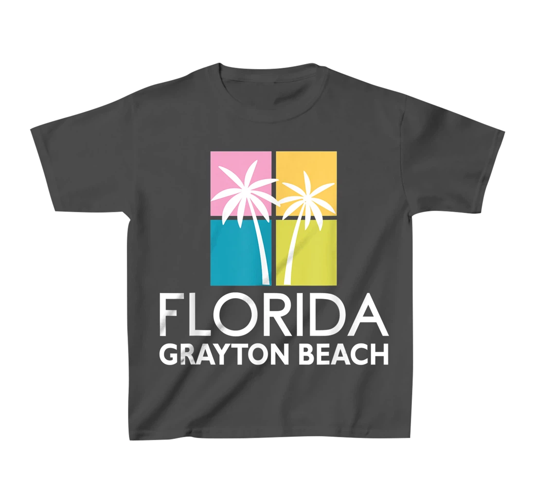 Grayton Beach Palm Tree Art Deco Light Coloured Grayton T-Shirt, Kid T-Shirt and Women T-Shirt