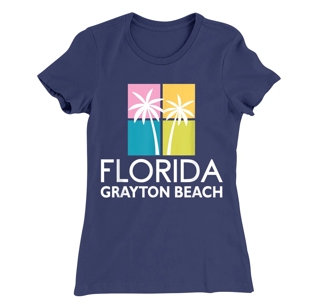 Grayton Beach Palm Tree Art Deco Light Coloured Grayton T-Shirt, Kid T-Shirt and Women T-Shirt