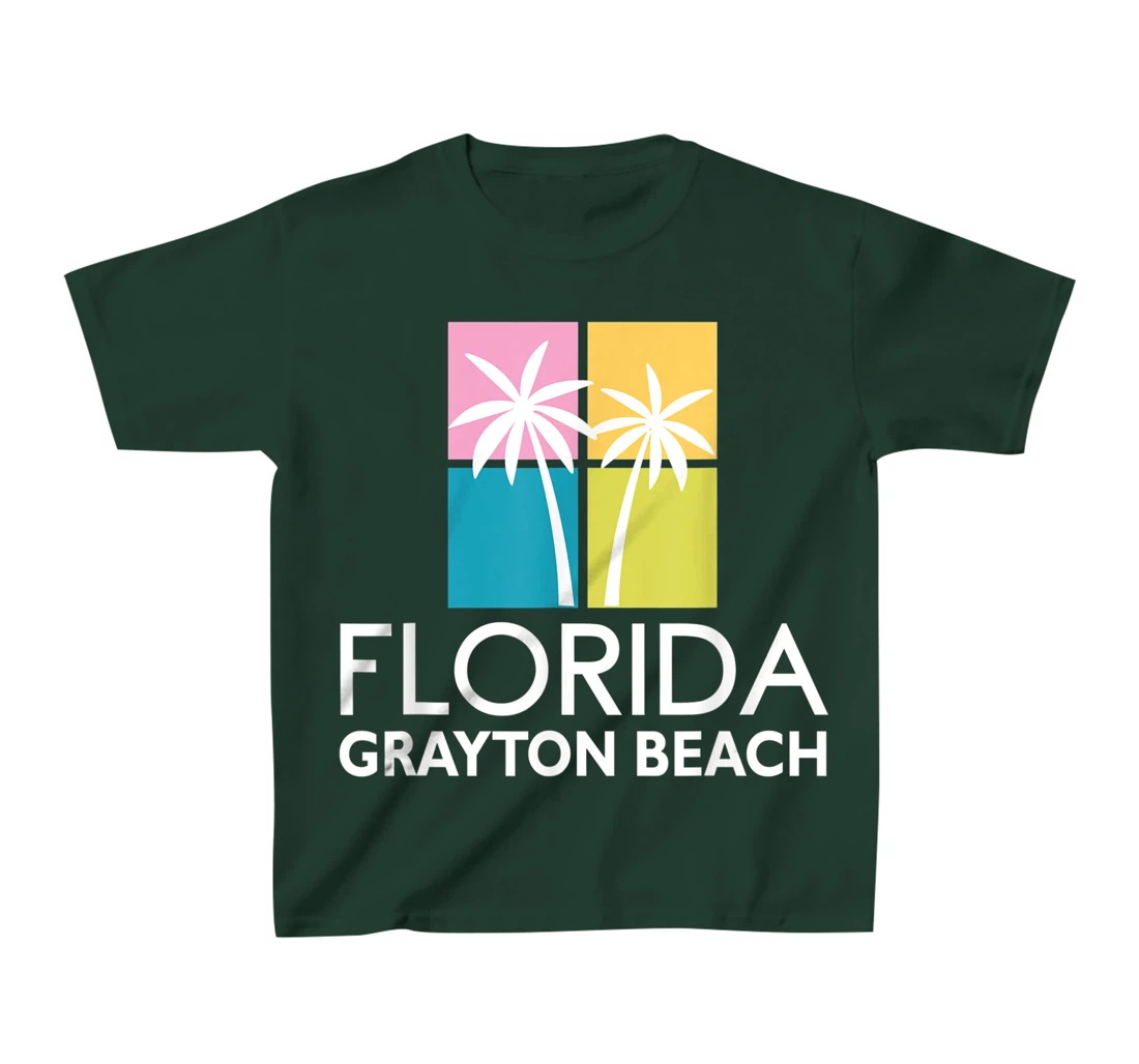Grayton Beach Palm Tree Art Deco Light Coloured Grayton T-Shirt, Kid T-Shirt and Women T-Shirt