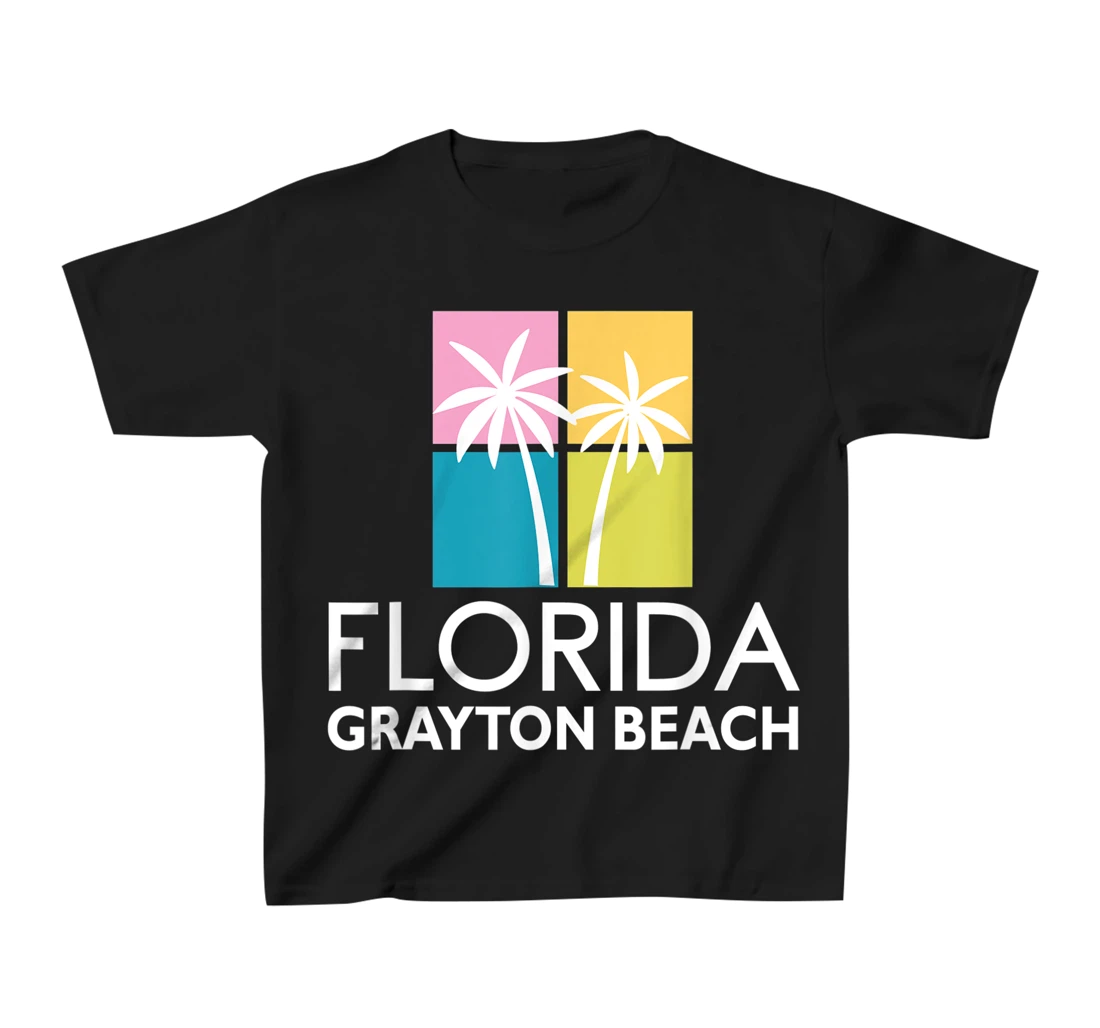 Grayton Beach Palm Tree Art Deco Light Coloured Grayton T-Shirt, Kid T-Shirt and Women T-Shirt