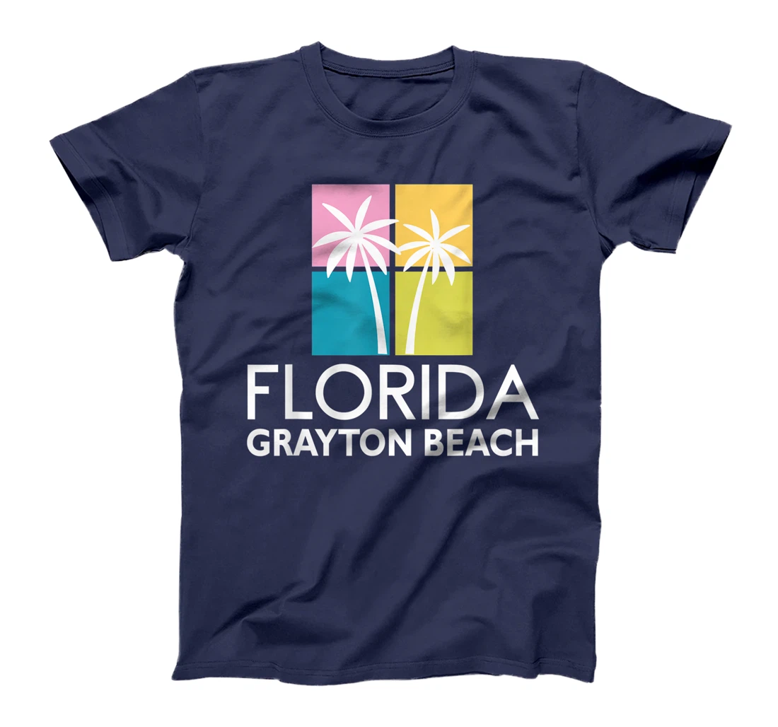 Grayton Beach Palm Tree Art Deco Light Coloured Grayton T-Shirt, Kid T-Shirt and Women T-Shirt
