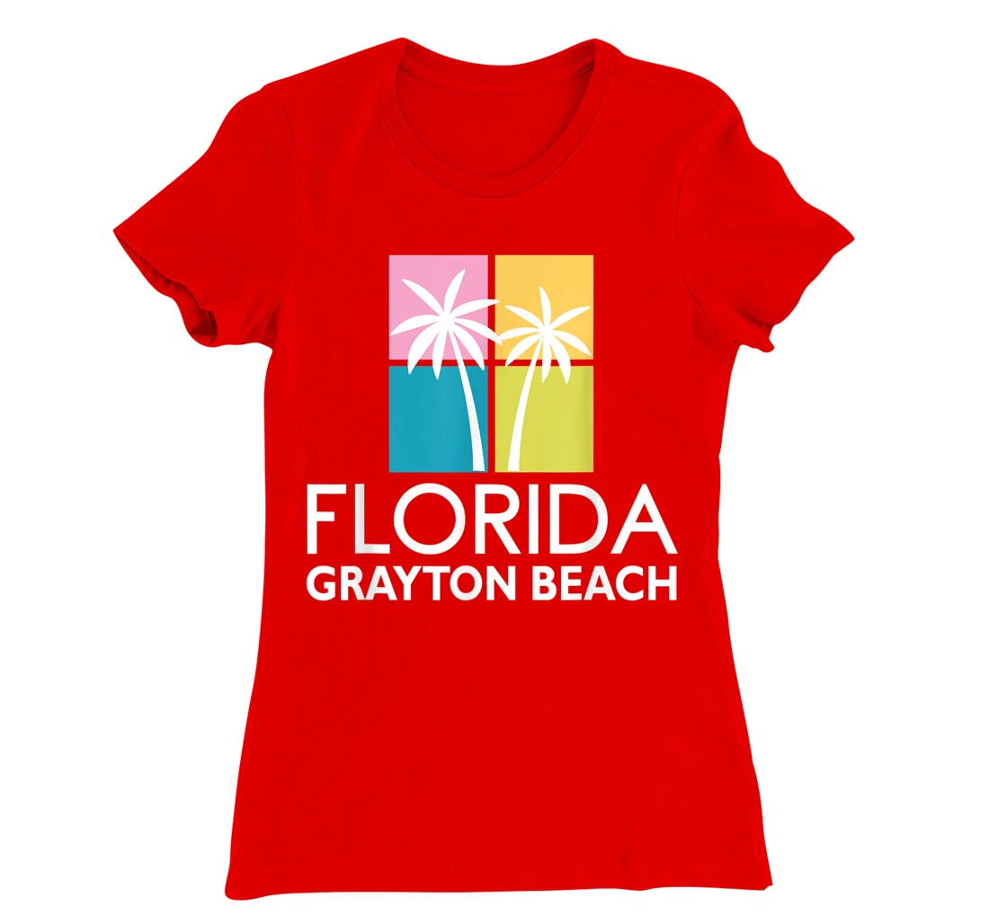 Grayton Beach Palm Tree Art Deco Light Coloured Grayton T-Shirt, Kid T-Shirt and Women T-Shirt