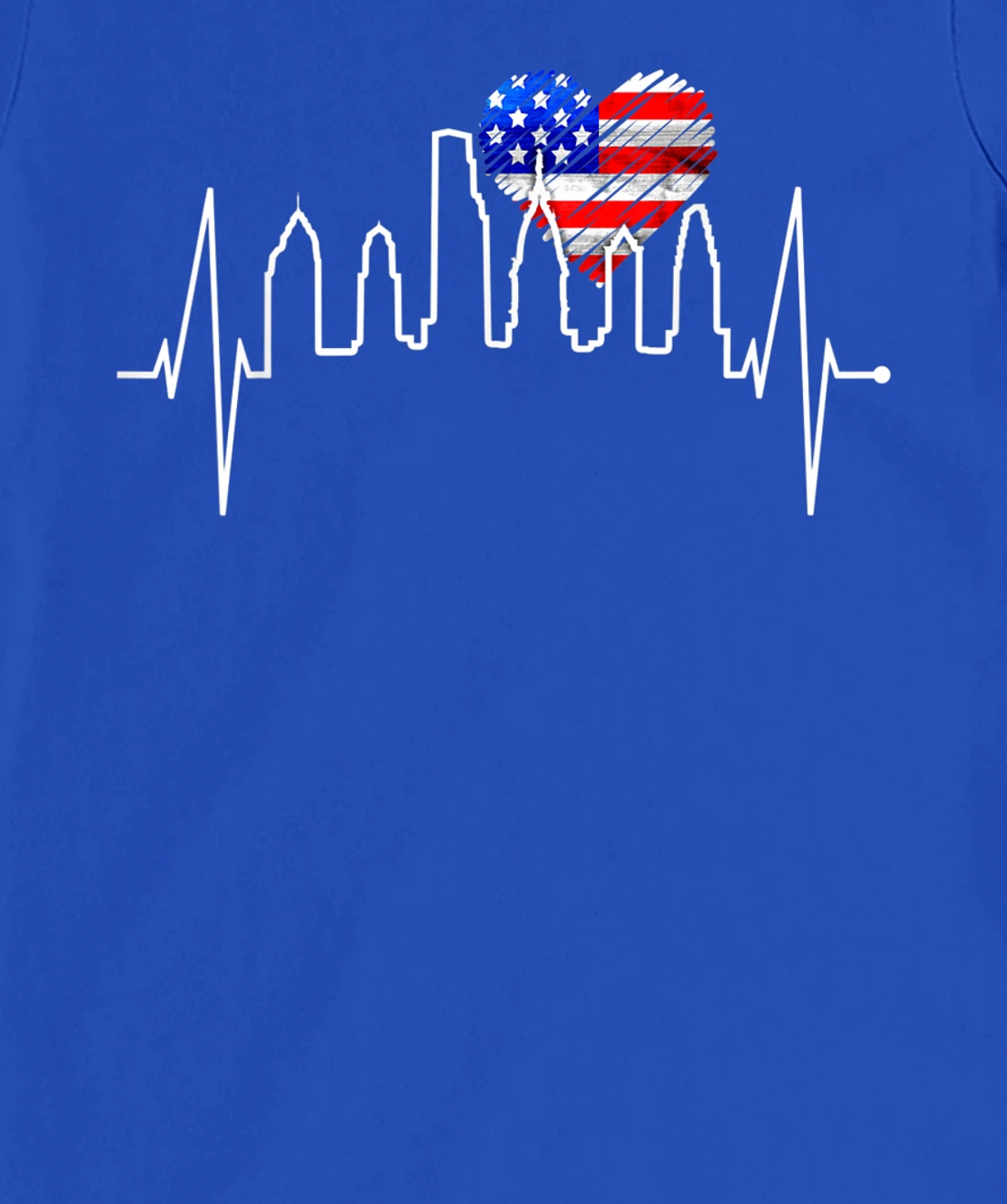 Philadelphia Skyline Heartbeat Heart US Flag I Love Philly T-Shirt, Kid T-Shirt and Women T-Shirt