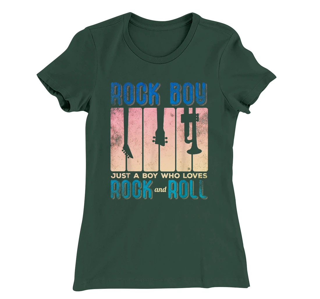 Rock Boy Just a Boy who Loves Rock and Roll T-Shirt, Kid T-Shirt and Women T-Shirt