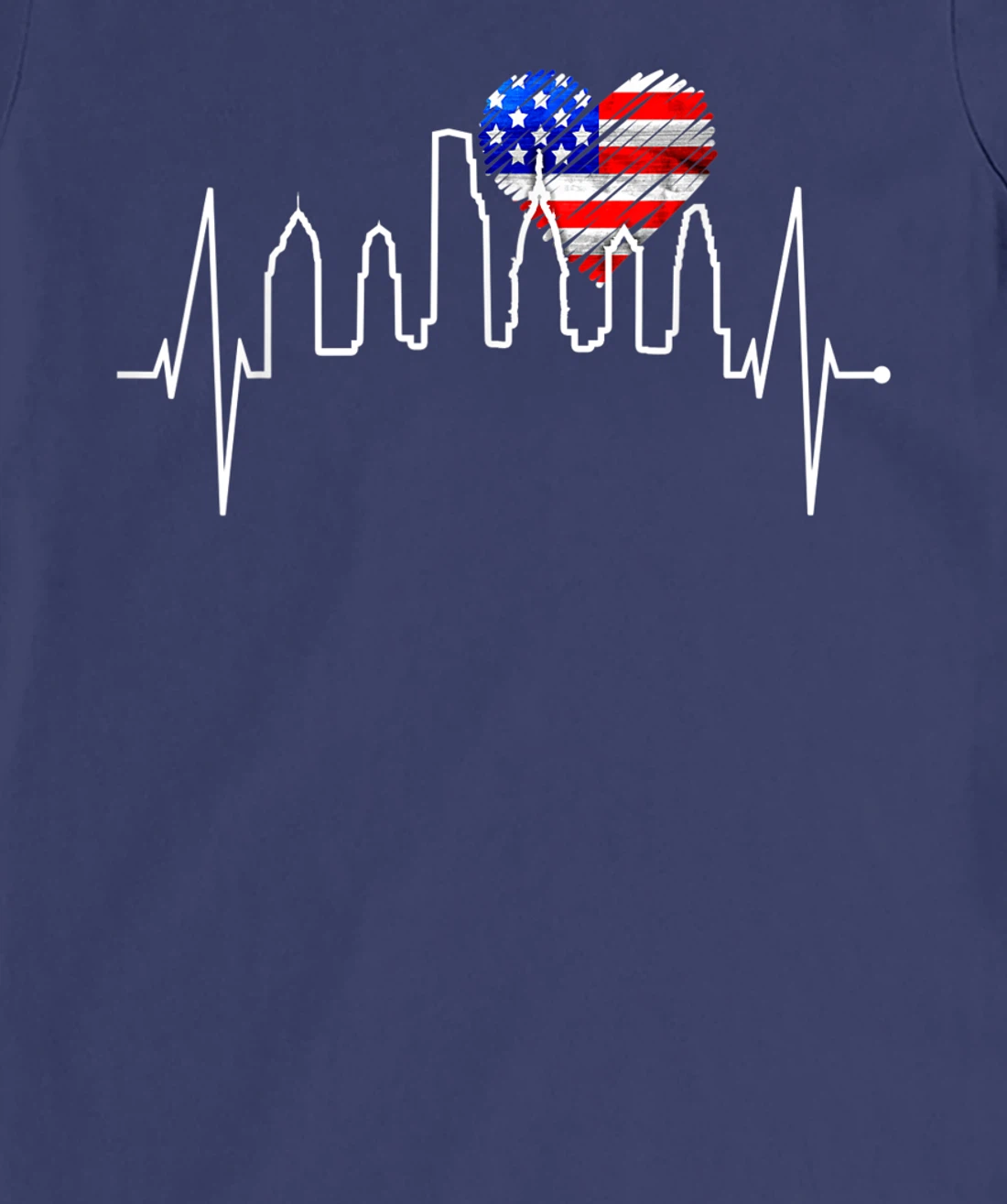 Philadelphia Skyline Heartbeat Heart US Flag I Love Philly T-Shirt, Kid T-Shirt and Women T-Shirt