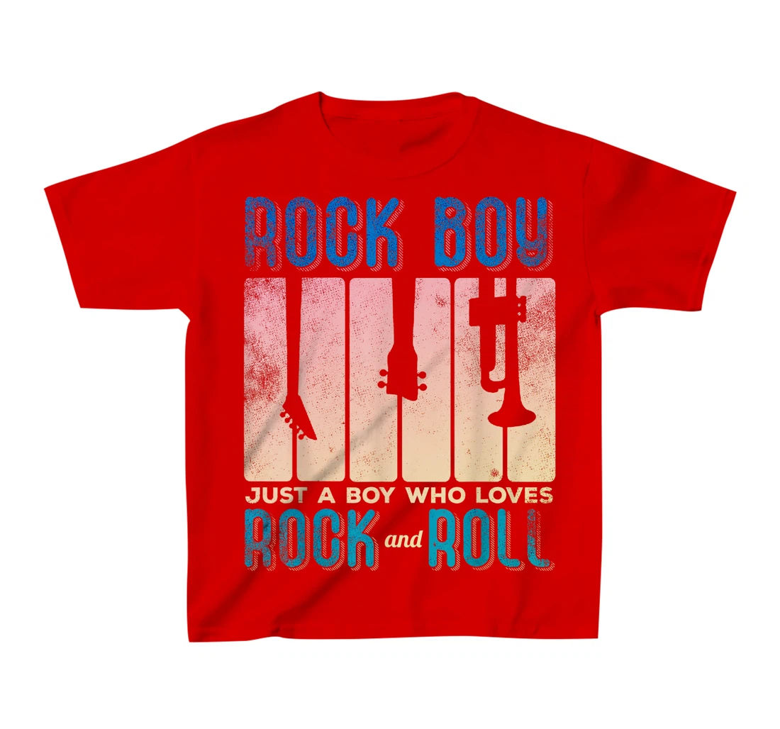Rock Boy Just a Boy who Loves Rock and Roll T-Shirt, Kid T-Shirt and Women T-Shirt