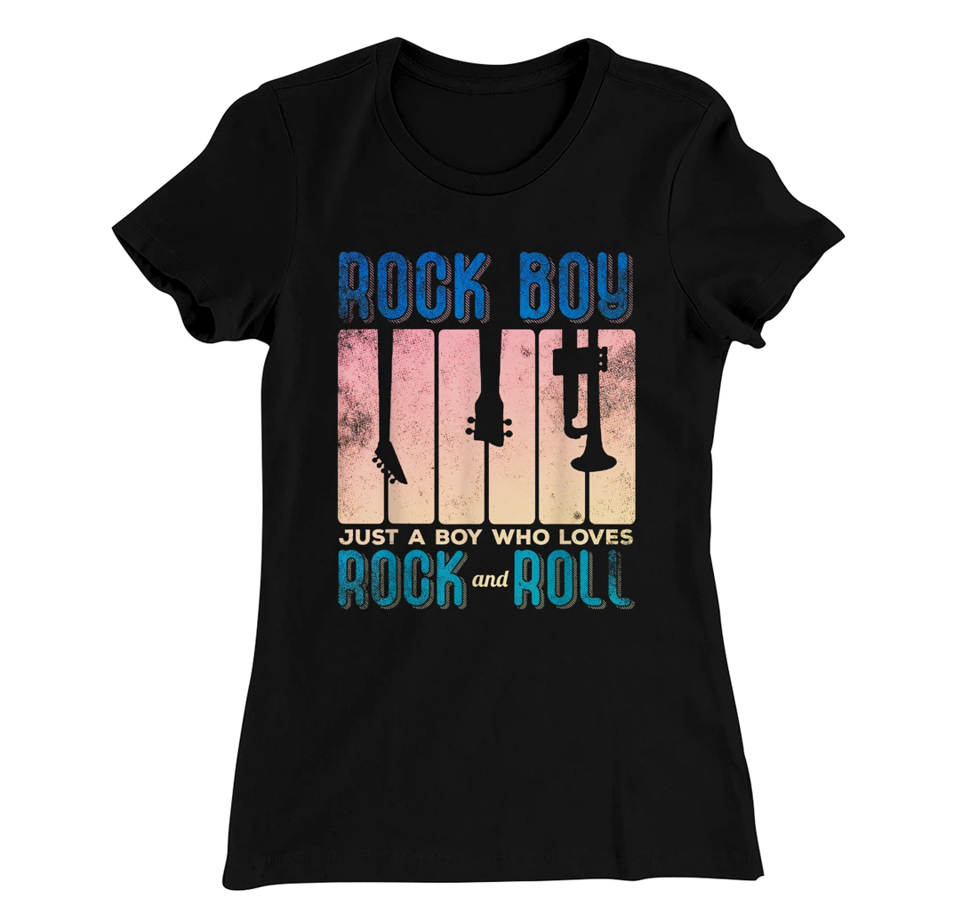 Rock Boy Just a Boy who Loves Rock and Roll T-Shirt, Kid T-Shirt and Women T-Shirt