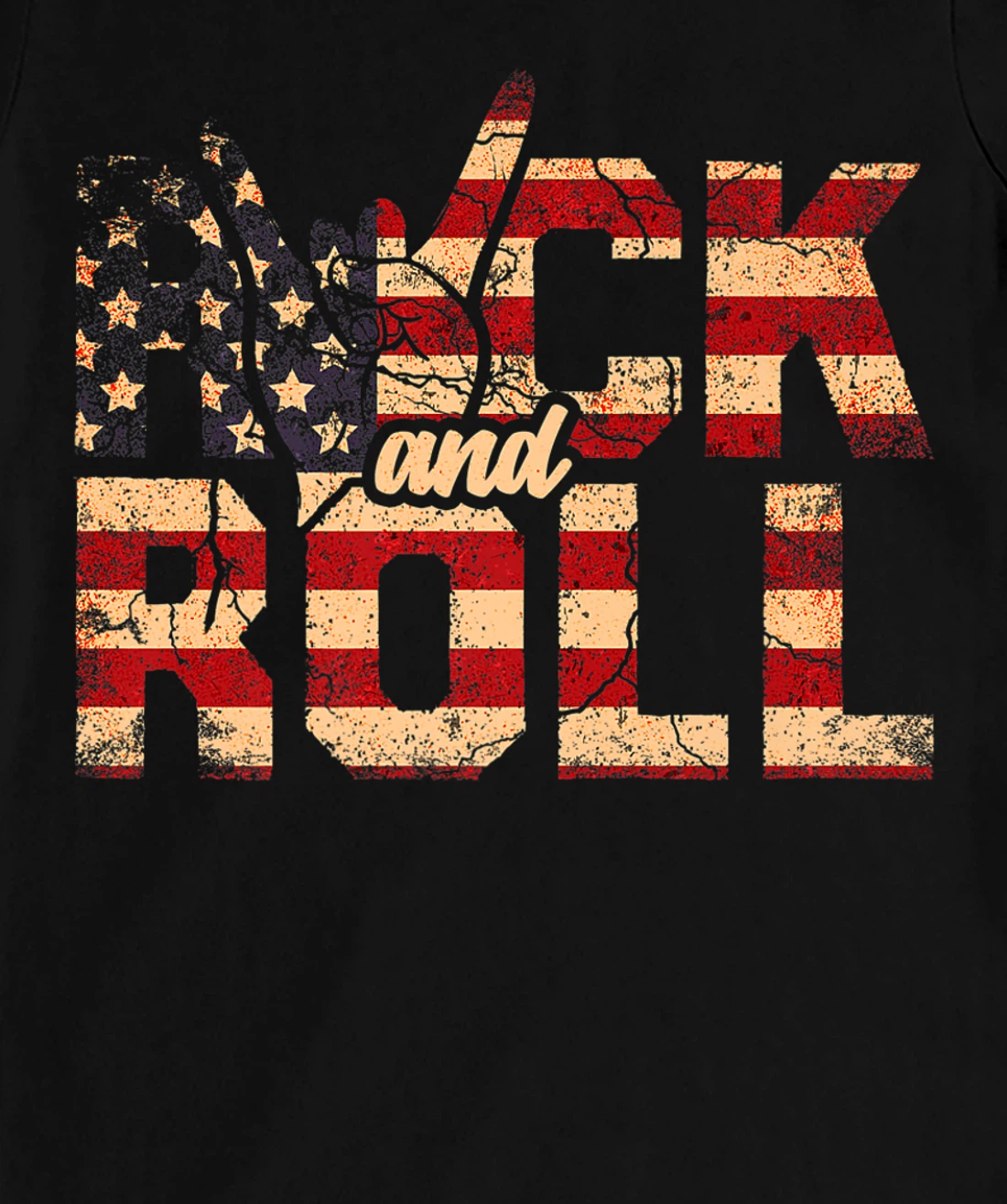 Retro Rock & Roll Vintage Rock and Roll Music American Flag T-Shirt, Women T-Shirt