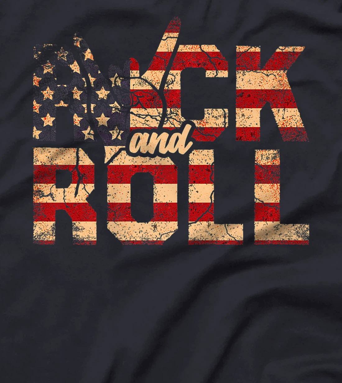 Retro Rock & Roll Vintage Rock and Roll Music American Flag T-Shirt, Women T-Shirt