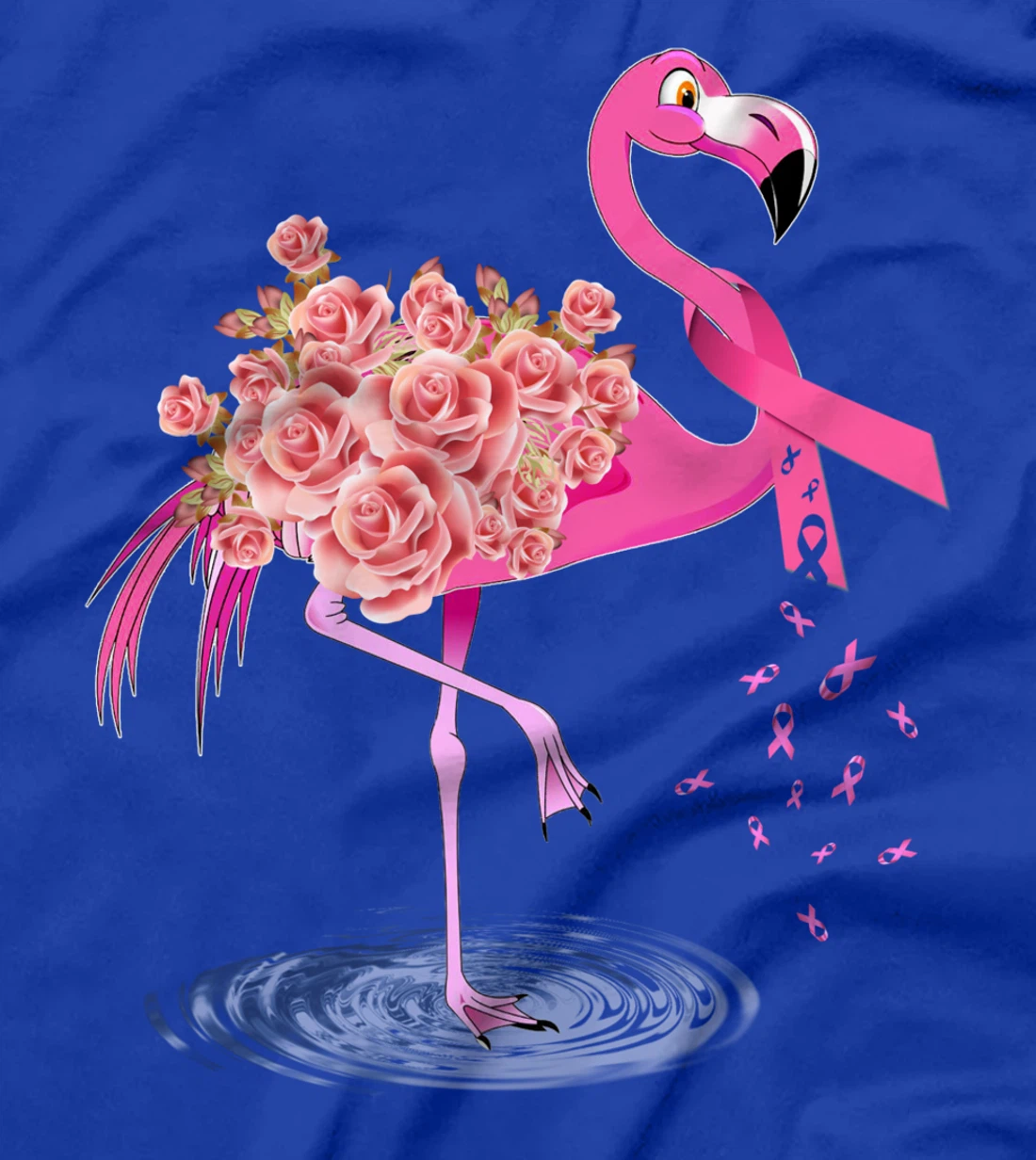 Cute Flamingo Pink Ribbon Breast Cancer Awareness T-Shirt