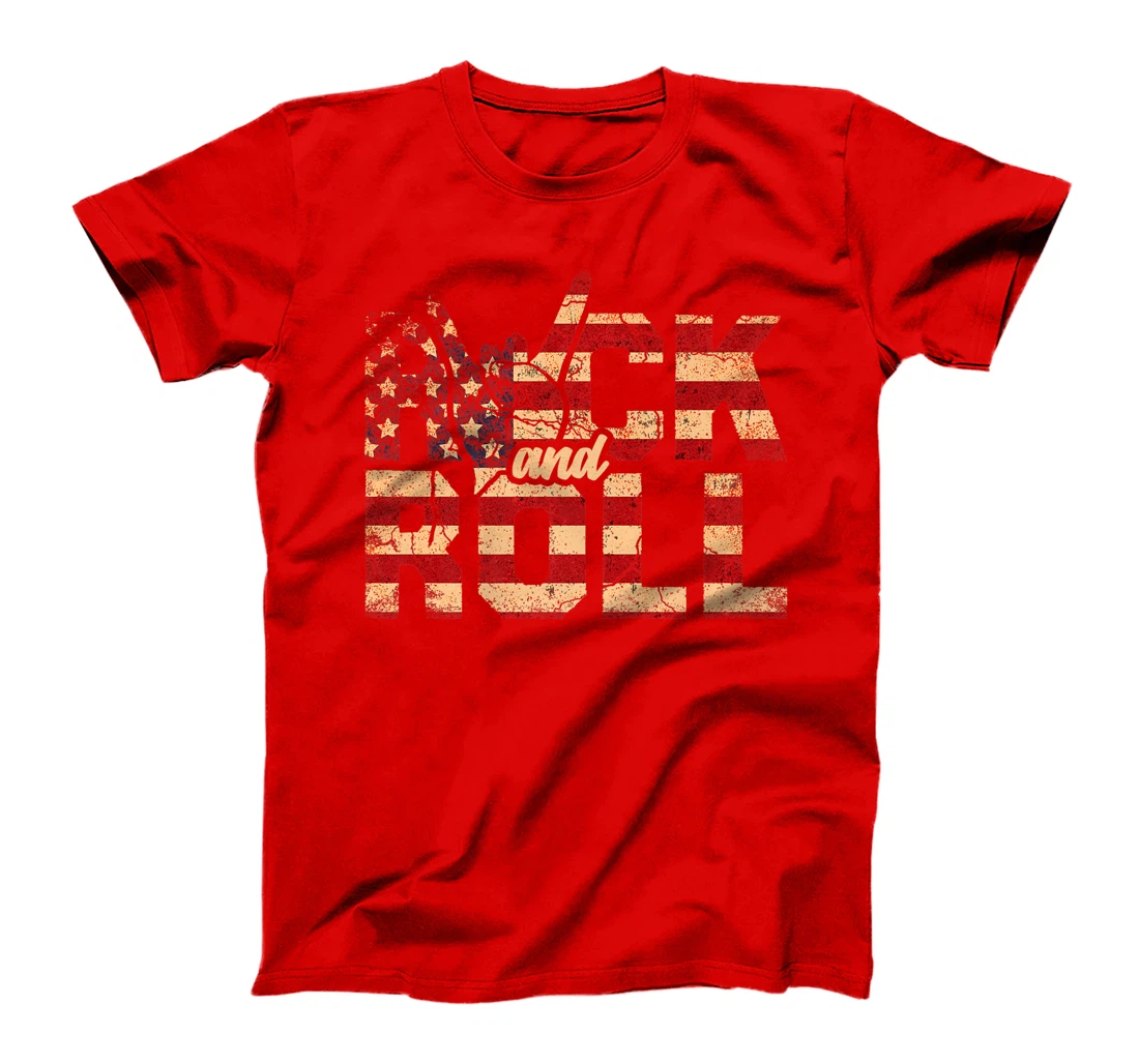 Retro Rock & Roll Vintage Rock and Roll Music American Flag T-Shirt, Women T-Shirt