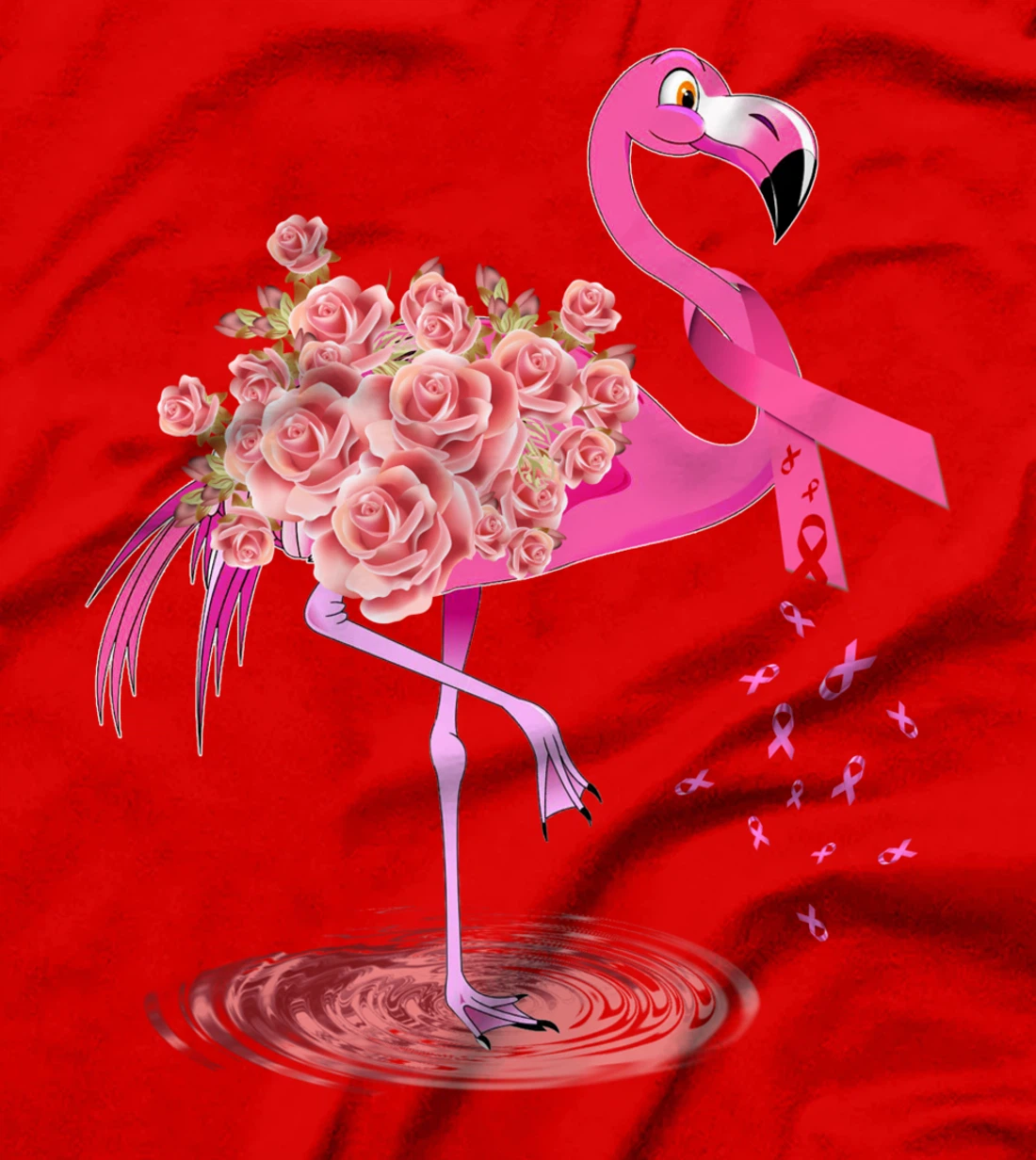Cute Flamingo Pink Ribbon Breast Cancer Awareness T-Shirt