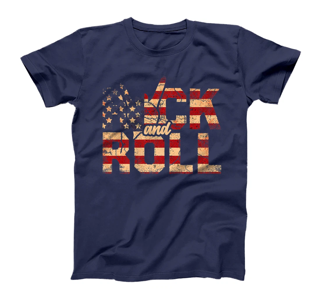 Retro Rock & Roll Vintage Rock and Roll Music American Flag T-Shirt, Women T-Shirt