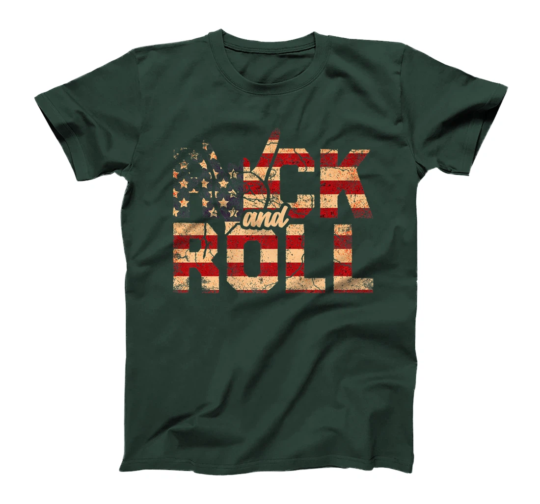 Retro Rock & Roll Vintage Rock and Roll Music American Flag T-Shirt, Women T-Shirt