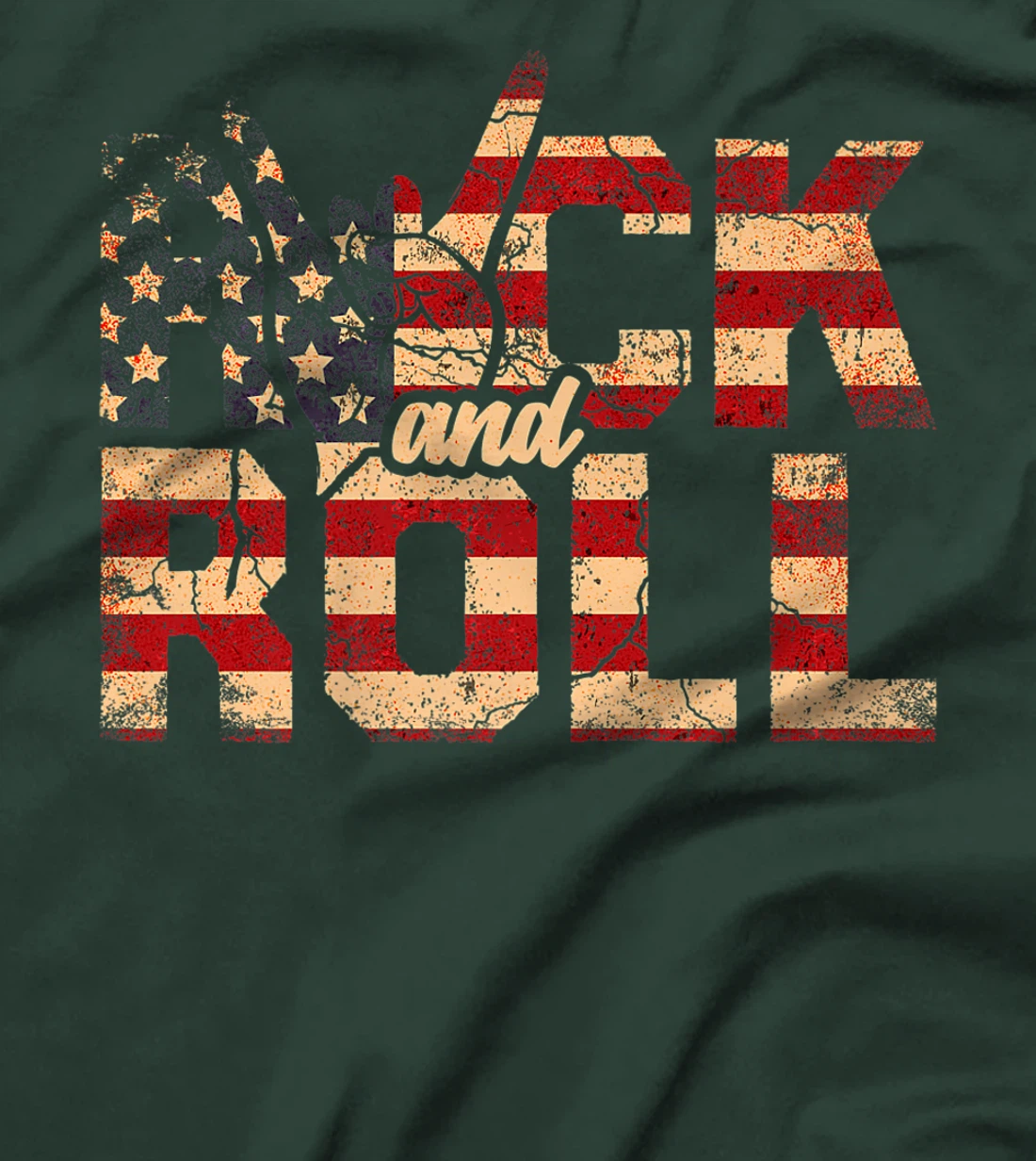 Retro Rock & Roll Vintage Rock and Roll Music American Flag T-Shirt, Women T-Shirt