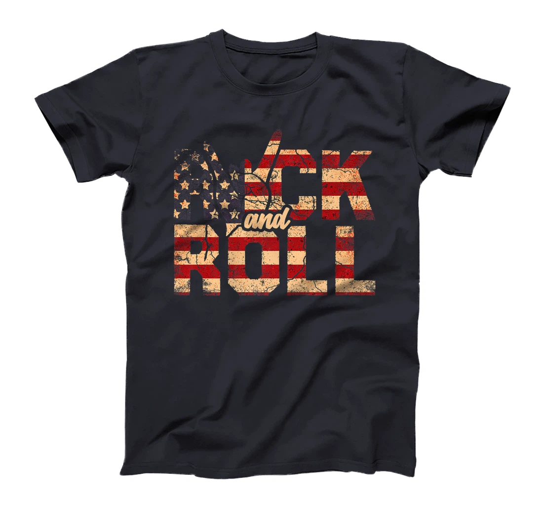 Retro Rock & Roll Vintage Rock and Roll Music American Flag T-Shirt, Women T-Shirt